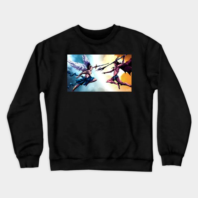 Angel Dandy versus Devil Dandy Crewneck Sweatshirt by Tattooeddandyyy70